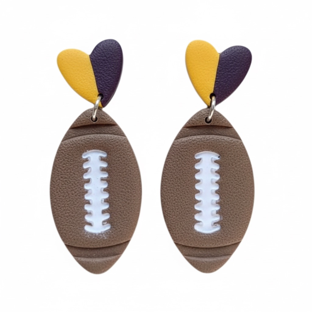 Heart Football — Purple and Yellow