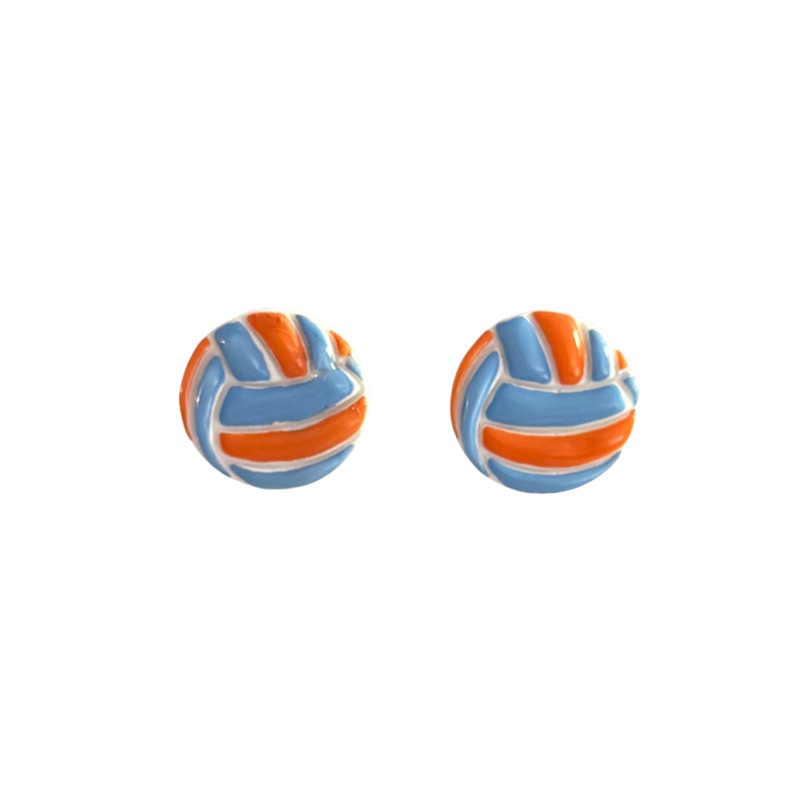 Volleyball Stud — Pale Blue and Orange