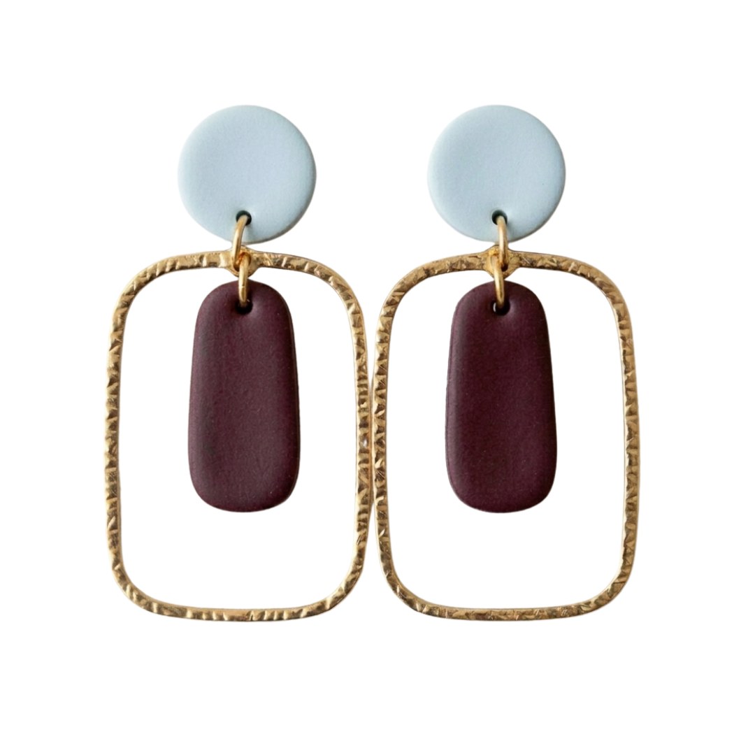 Pale Blue and Maroon