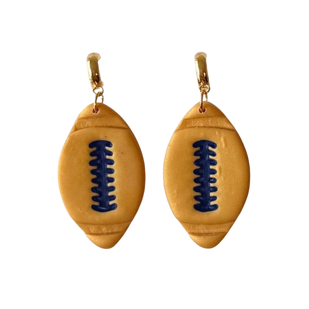Sweet Tree Football Huggies, handcrafted polymer clay earrings