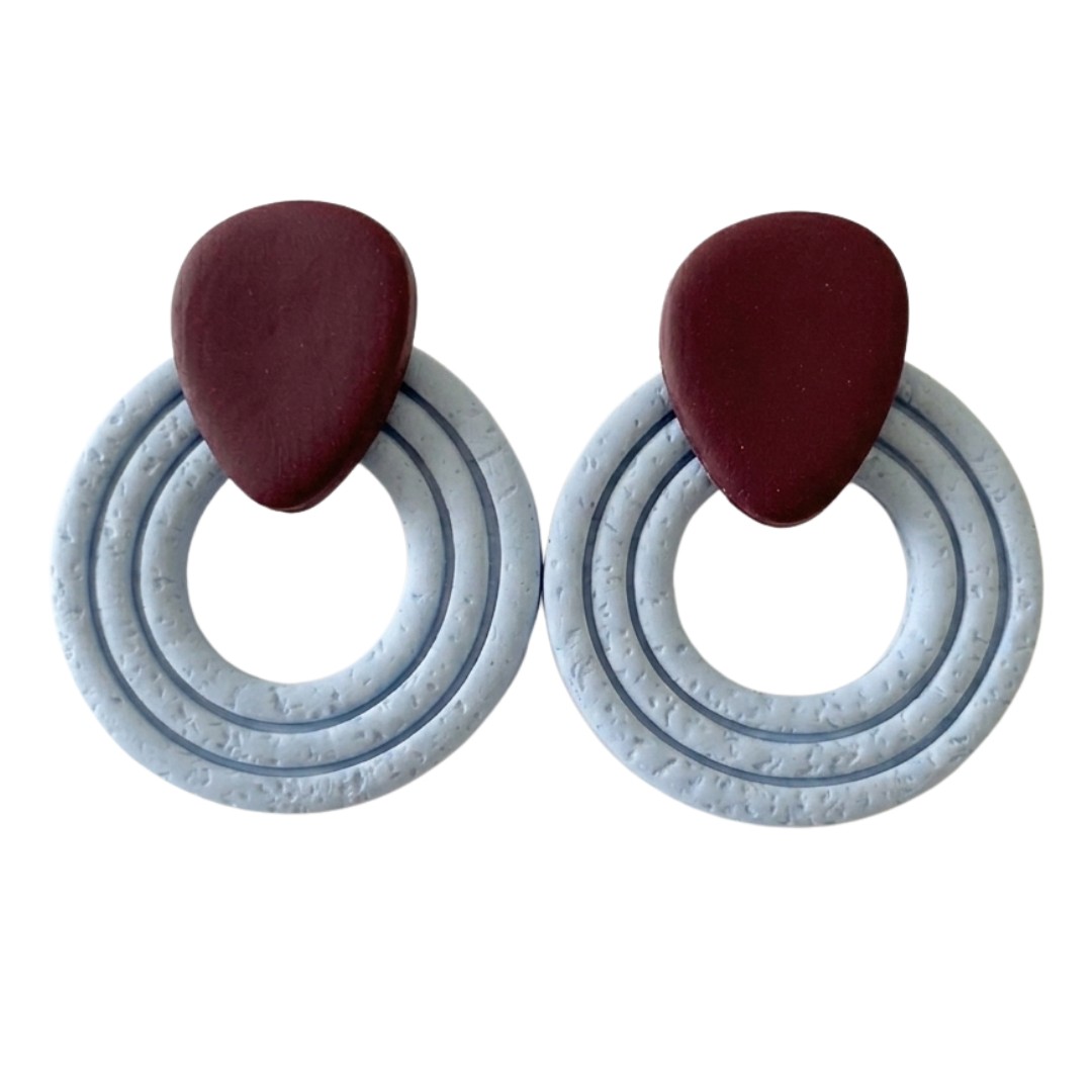 Pale Blue and Maroon