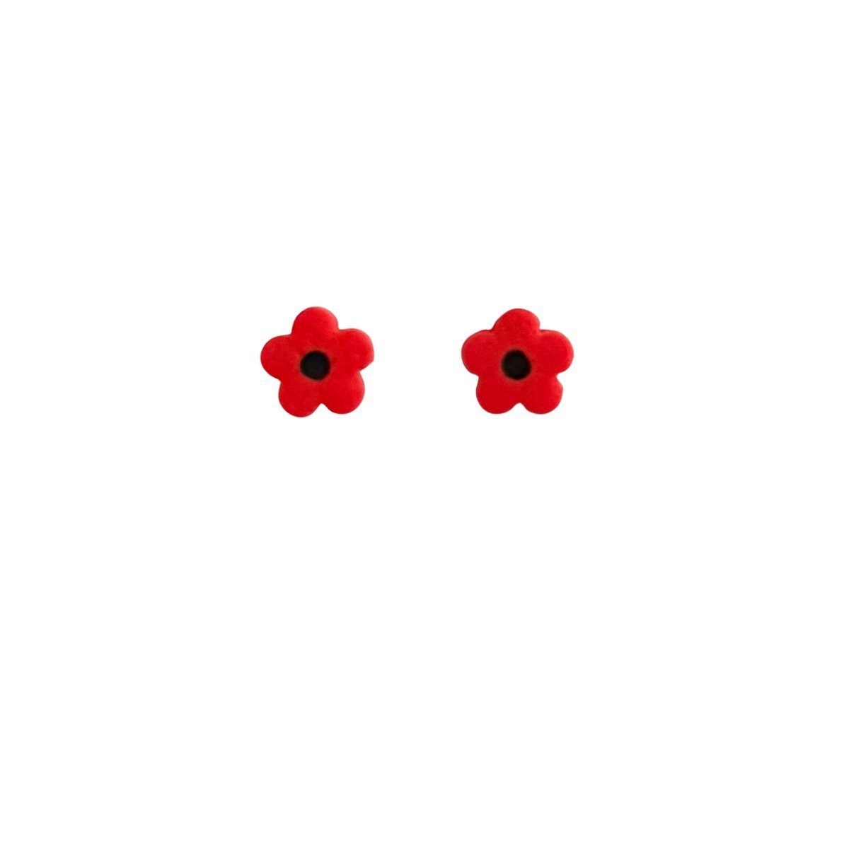 Flower Stud — Red and Black