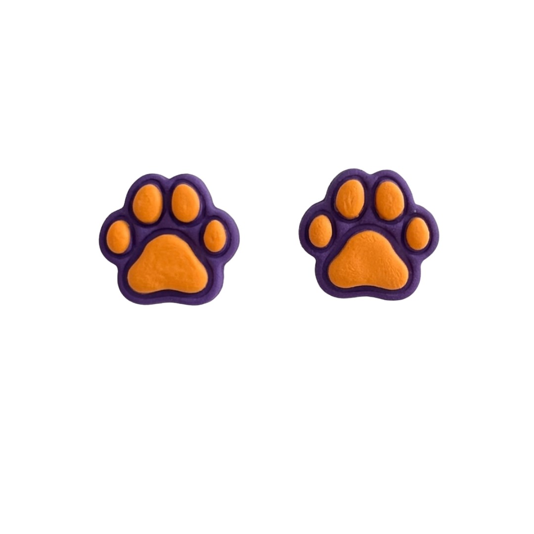Sweet Tree Paw Print Studs, handcrafted polymer clay earrings
