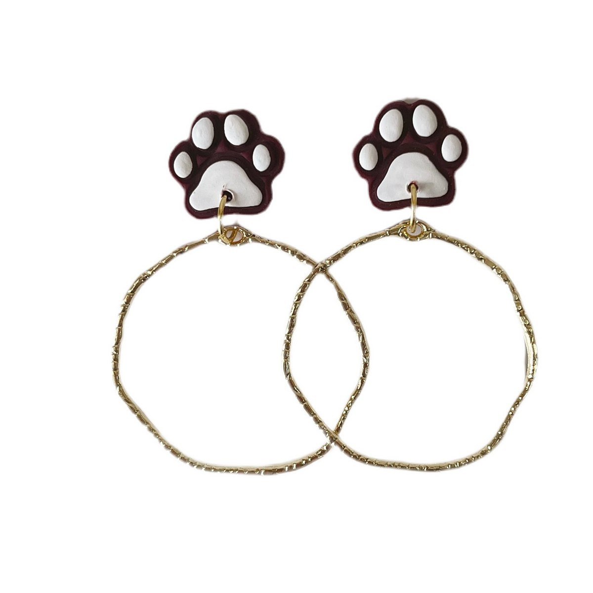Maroon Paw Print Earrings — Default