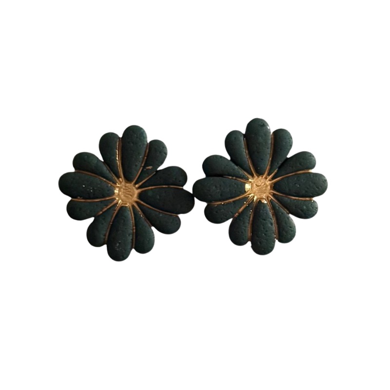 Floral Stud — Forest Green