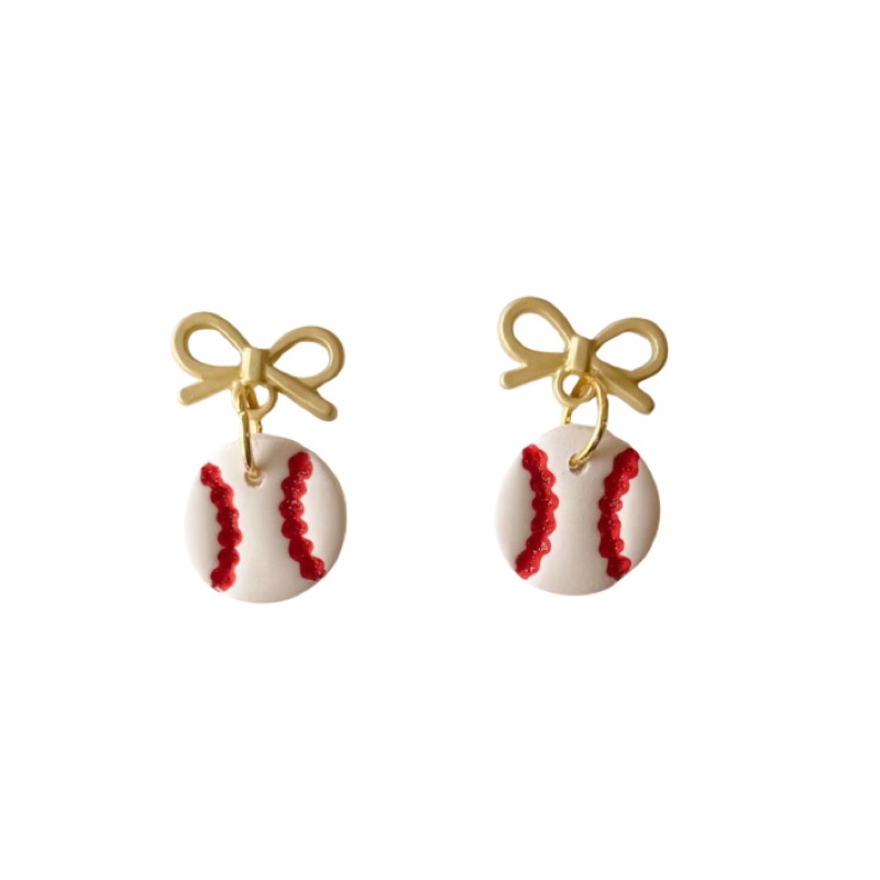 Baseball Bow Earrings — Default
