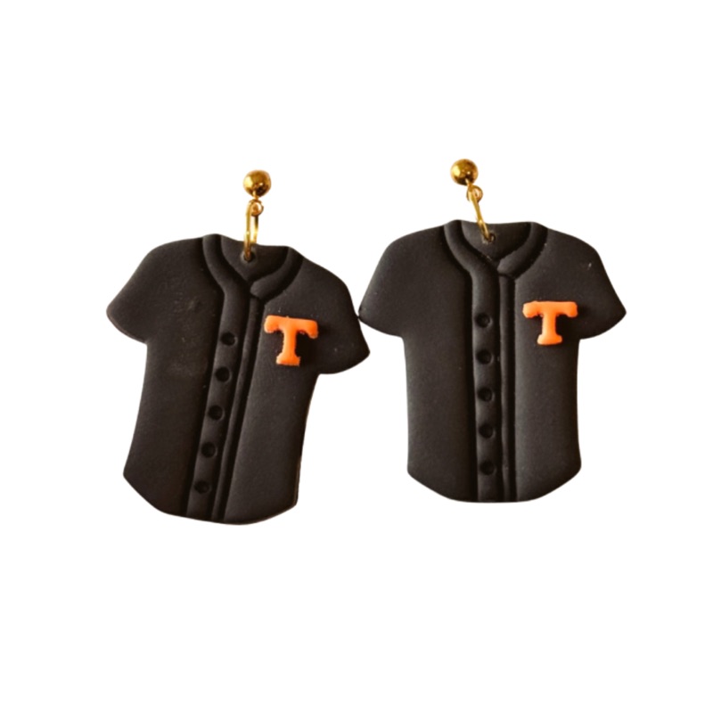 Sweet Tree Power T Jersey Black, handcrafted polymer clay earrings